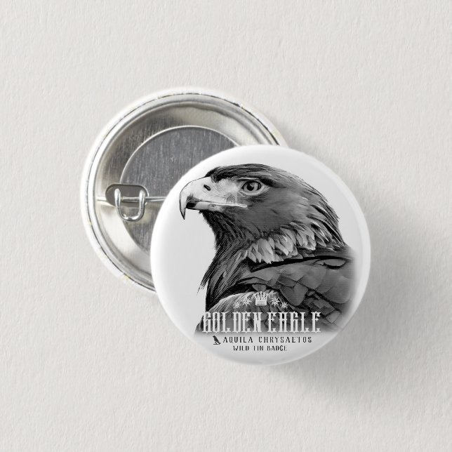 Golden Eagle 3 Cm Round Badge (Front & Back)
