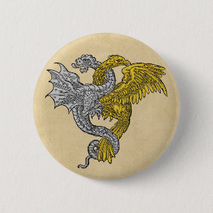 Golden Eagle and Silver Dragon 6 Cm Round Badge