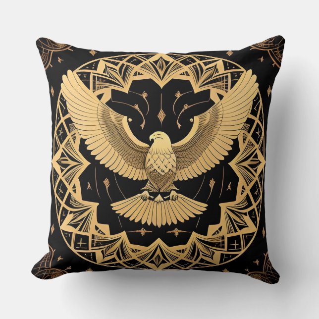 🦅 Golden Eagle Art Gift For Design Lovers 🦅 Cushion (Front)