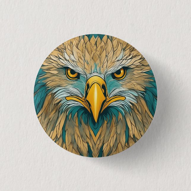 Golden Eagle Artwork 3 Cm Round Badge (Front)
