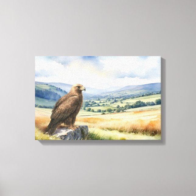 Golden Eagle Bird Wildlife Art Watercolor Style  Canvas Print (Front)