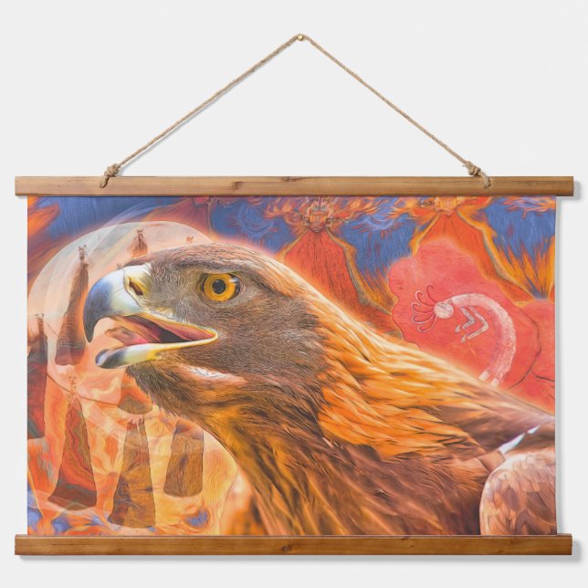 GOLDEN EAGLE Calling all Kachina's Hanging Tapestry (Front)