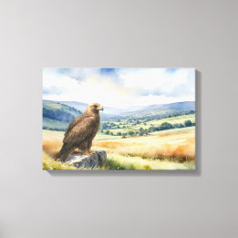 Golden Eagle Country Landscape Watercolor Style Canvas Print