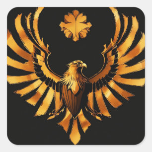 "Golden Eagle Elegance: Square Sticker Edition"
