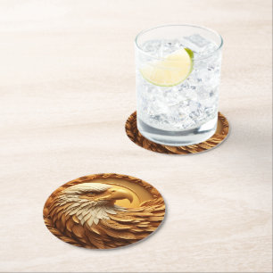 Golden Eagle Emblem  Round Paper Coaster