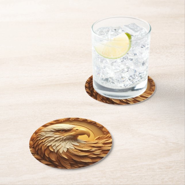  Golden Eagle Emblem  Round Paper Coaster (Insitu)