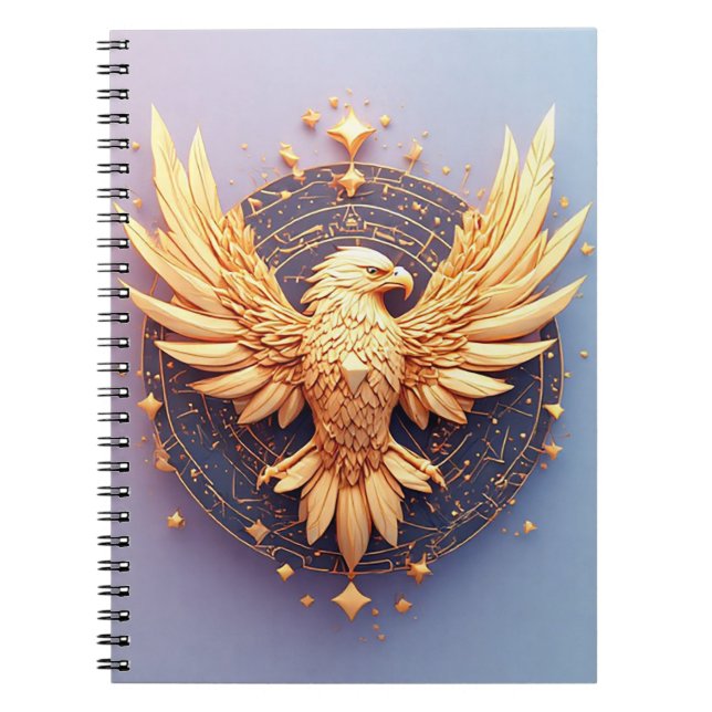 Golden Eagle Emblem with Decorative Stars Notebook (Front)