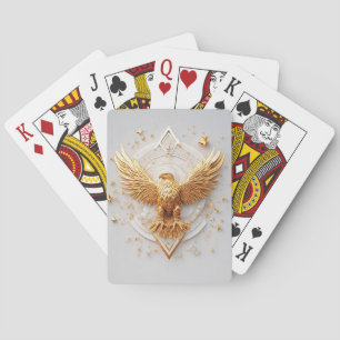 Golden Eagle Emblem with Decorative Stars Playing Cards