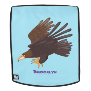 Golden eagle funny cartoon illustration backpack