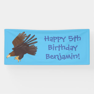 Golden eagle funny cartoon illustration banner