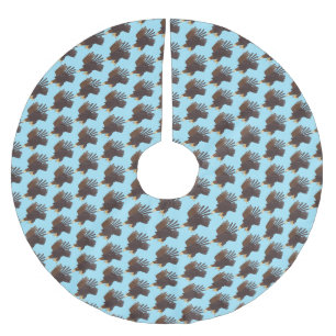 Golden eagle funny cartoon illustration brushed polyester tree skirt