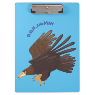 Golden eagle funny cartoon illustration clipboard