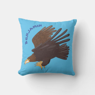Golden eagle funny cartoon illustration cushion