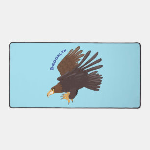 Golden eagle funny cartoon illustration desk mat
