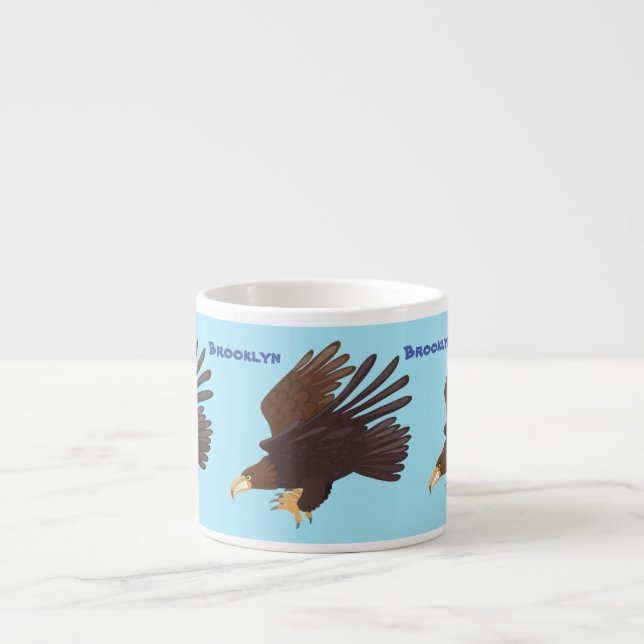 Golden eagle funny cartoon illustration espresso cup (Front)