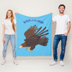 Golden eagle funny cartoon illustration fleece blanket