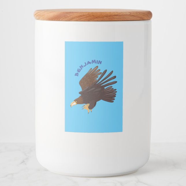 Golden eagle funny cartoon illustration food label (Front)