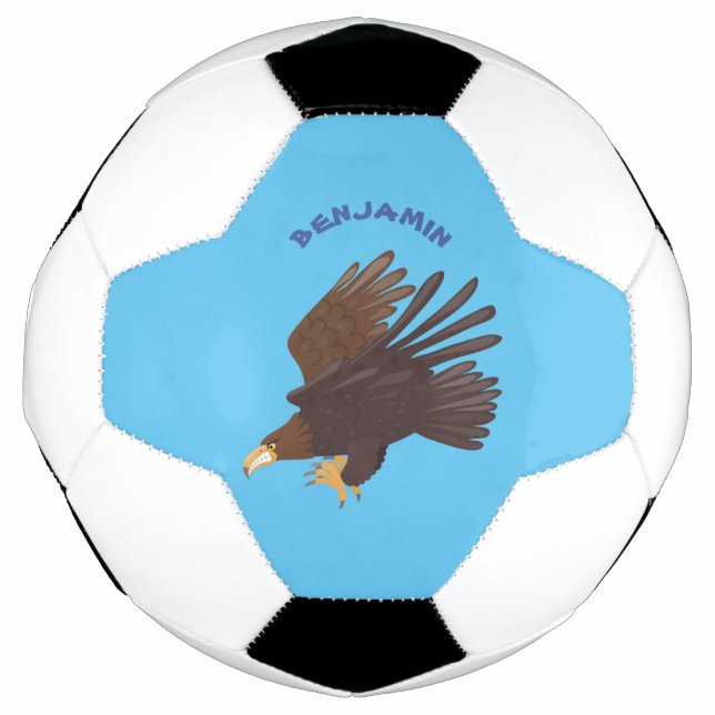 Golden eagle funny cartoon illustration football (Front)