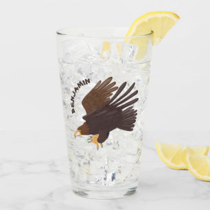Golden eagle funny cartoon illustration glass