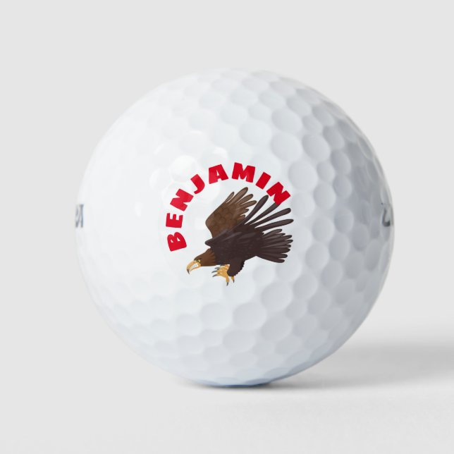 Golden eagle funny cartoon illustration golf balls (Front)