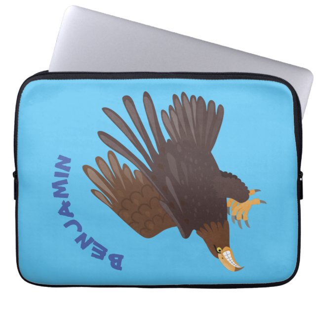 Golden eagle funny cartoon illustration laptop sleeve (Front)