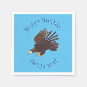 Golden eagle funny cartoon illustration napkin