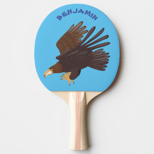 Golden eagle funny cartoon illustration ping pong paddle (Front)
