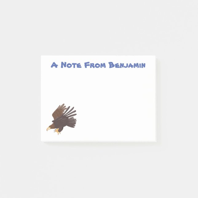 Golden eagle funny cartoon illustration post-it notes (Front)