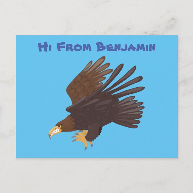 Golden eagle funny cartoon illustration postcard (Front)