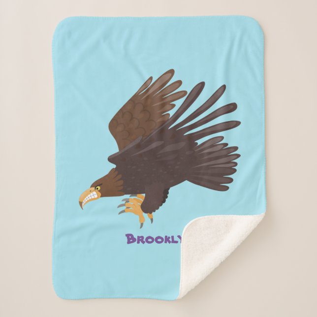 Golden eagle funny cartoon illustration sherpa blanket (Front)