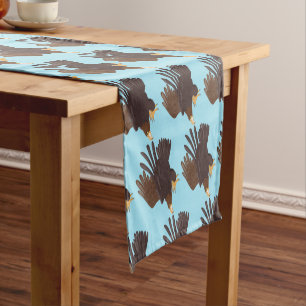 Golden eagle funny cartoon illustration short table runner