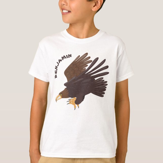 Golden eagle funny cartoon illustration T-Shirt (Front)