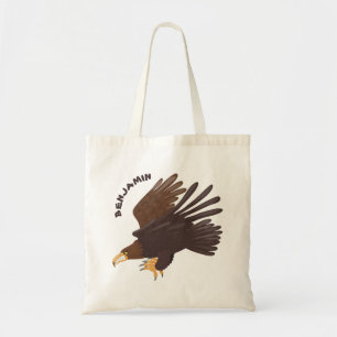 Golden eagle funny cartoon illustration tote bag