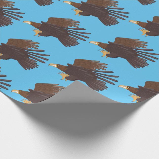 Golden eagle funny cartoon illustration wrapping paper (Corner)