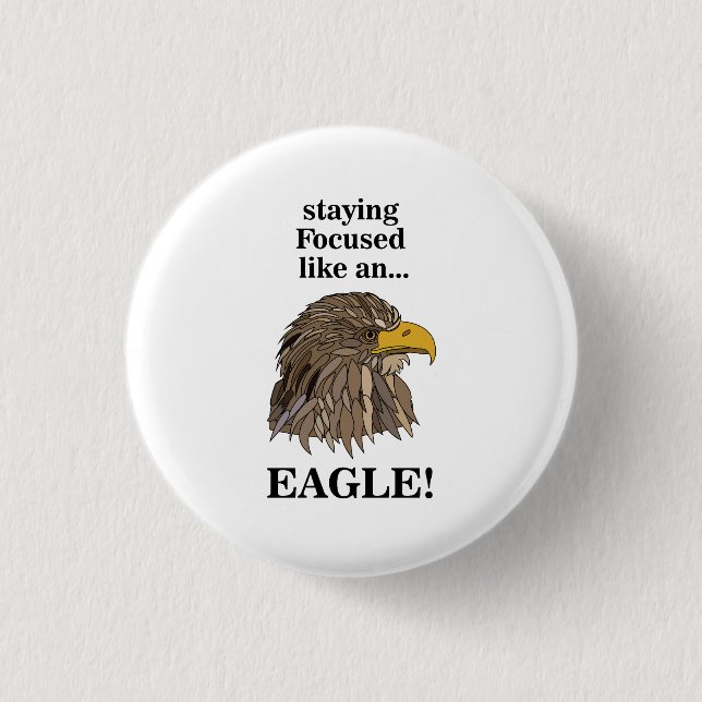 Golden Eagle Head 3 Cm Round Badge (Front)