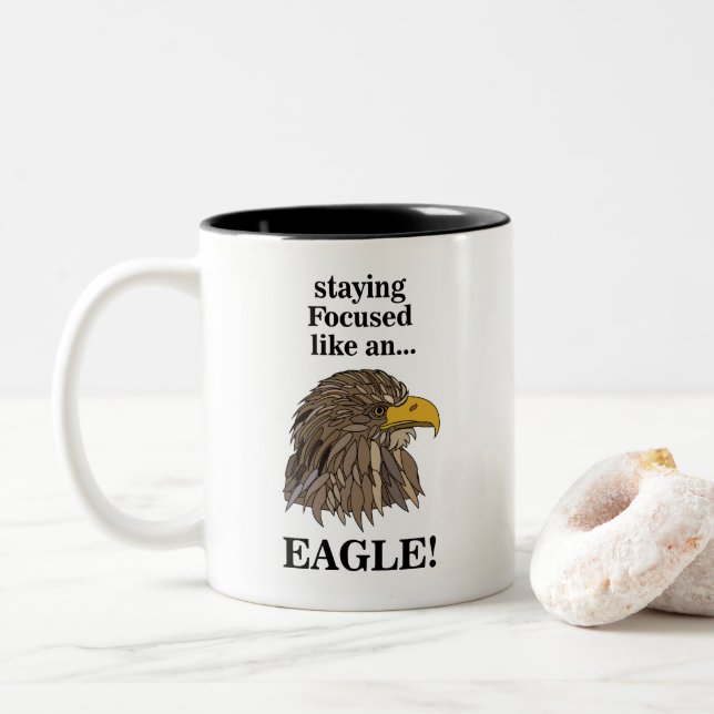 Golden Eagle Head Two-Tone Coffee Mug (With Donut)