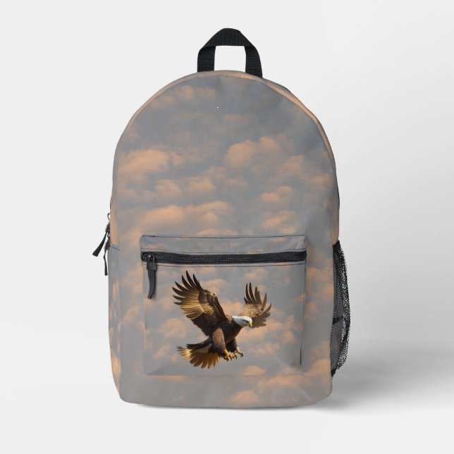 Golden Eagle in Cloudy Sky Backpack (Front)