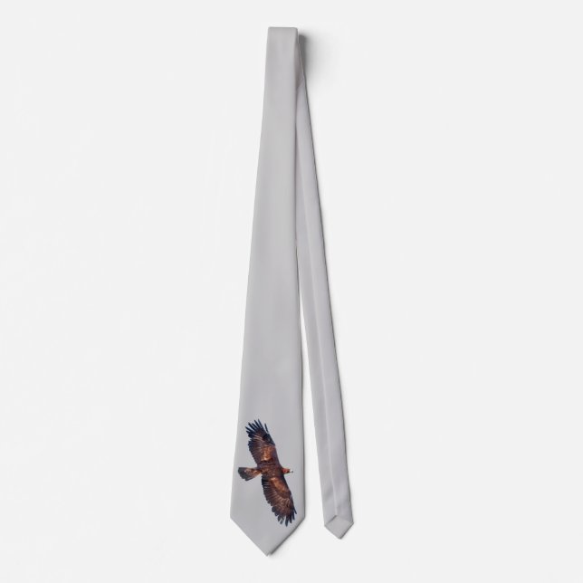 Golden Eagle in Flight Tie Dbl Sided (Light Grey) (Front)
