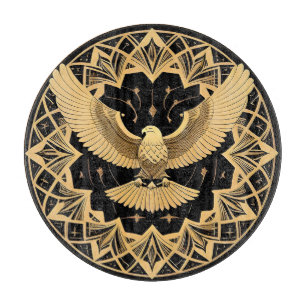 Golden Eagle on Geometric Mandala Cutting Board