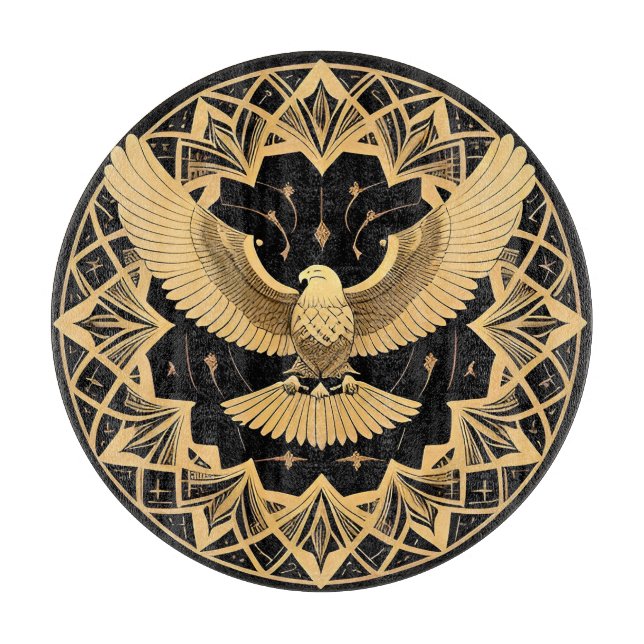 Golden Eagle on Geometric Mandala Cutting Board (Front)