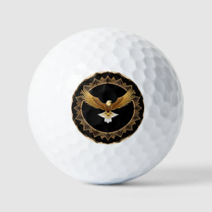 Golden Eagle on Geometric Mandala Golf Balls
