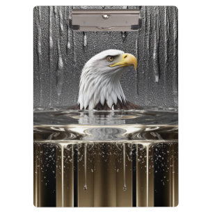 Golden Eagle Pendant Dripping Liquid Metal  Clipboard