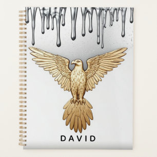 Golden Eagle Pendant Dripping Liquid Metal  Planner