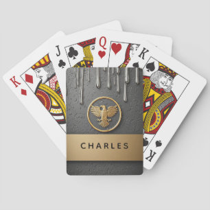 Golden Eagle Pendant Dripping Liquid Metal Playing Cards