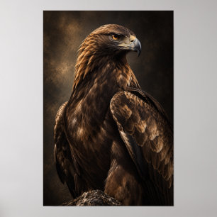 Golden Eagle Portrait in Dramatic Light Wildlife W Poster