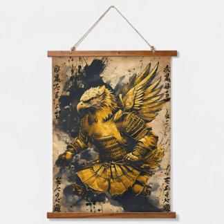 Golden Eagle Samurai Warrior - Japanese Ink Style Hanging Tapestry