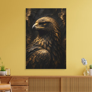 Golden Eagle Sculptural 3D Luxury Fine Art  Canvas Print