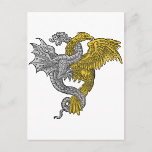 Golden Eagle & Silver Dragon Entwined Postcard