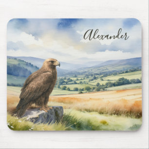 Golden Eagle Watercolor Wildlife Personalized Mouse Mat