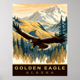 Golden Eagle, Wildlife in Alaska, Travel Poster